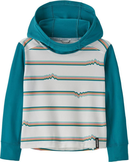 Capilene Silkweight Hoody - Baby - Ridge Rise Stripe Repeat Small / White w/Belay Blu 1