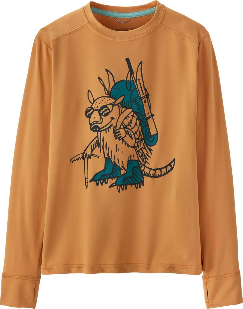 Capilene Silkweight LS T-Shirt - Kids - Fun Hogs Armadillo / Dried Mango 1