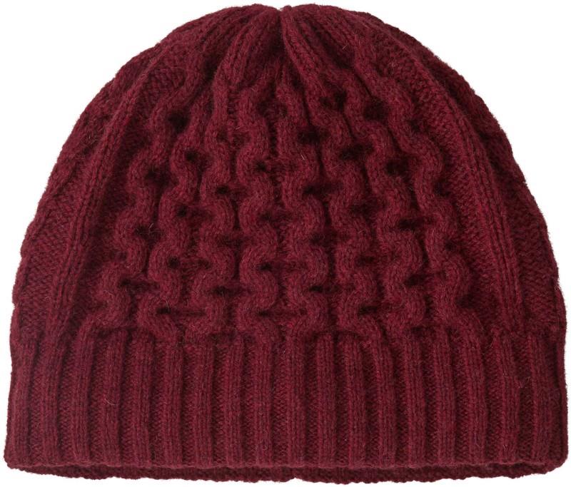 Coastal Cable Beanie - dark ruby 1