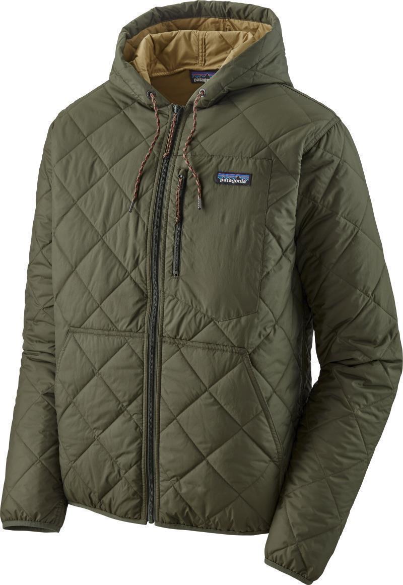 Diamond Quilted Bomber Hoody - Mens - Industrial Green w/Classic Tan 1