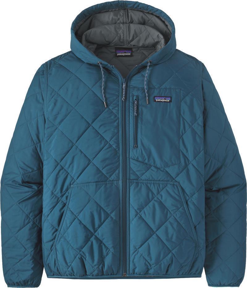 Diamond Quilted Bomber Hoody - Mens - Wavy Blue 1