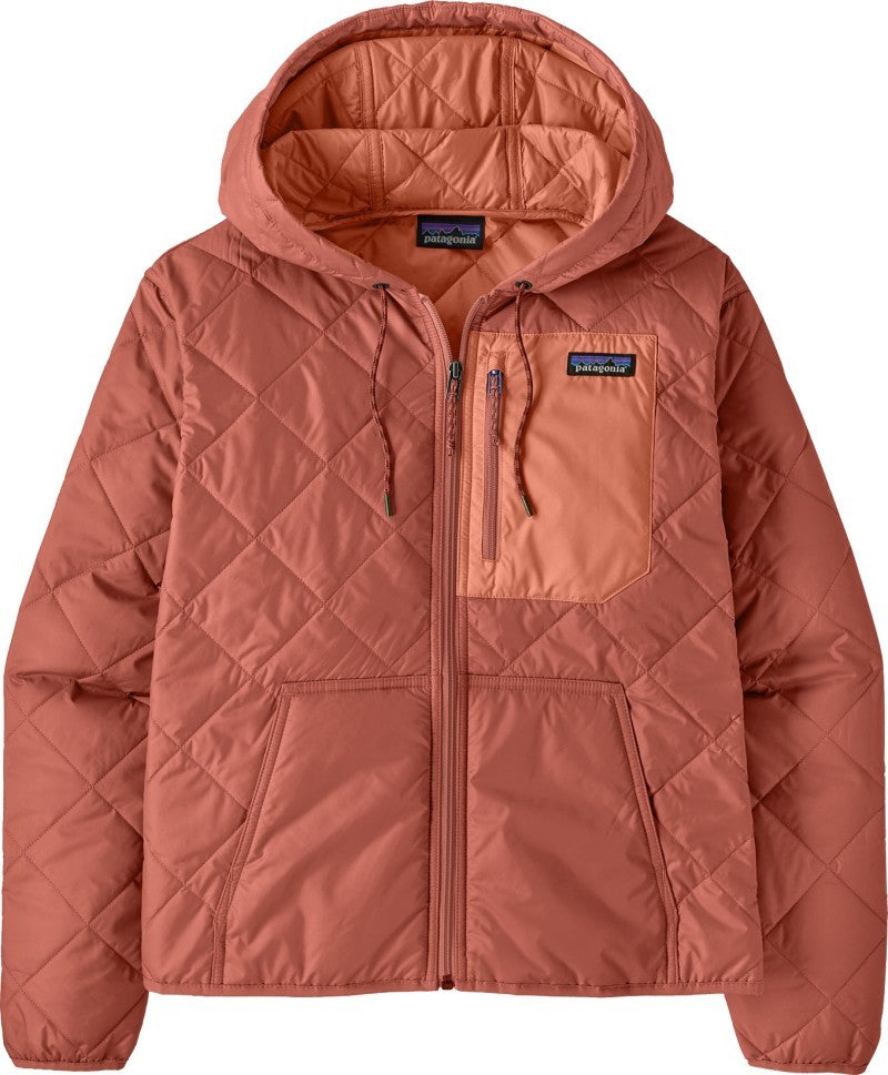 Diamond Quilted Bomber Hoody - Womens - potters red 1