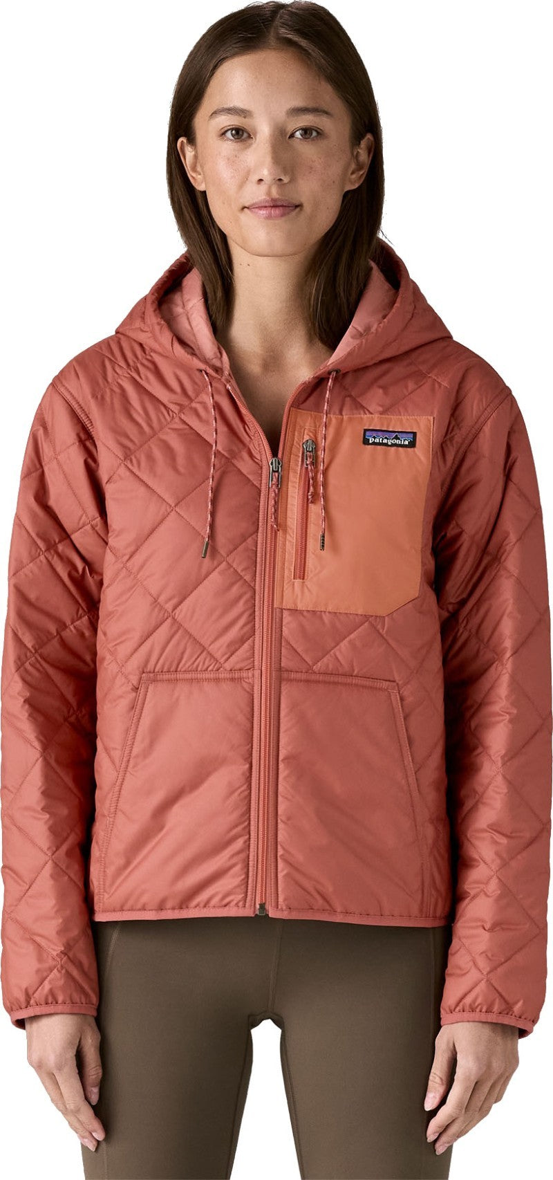 Diamond Quilted Bomber Hoody - Womens - potters red 1