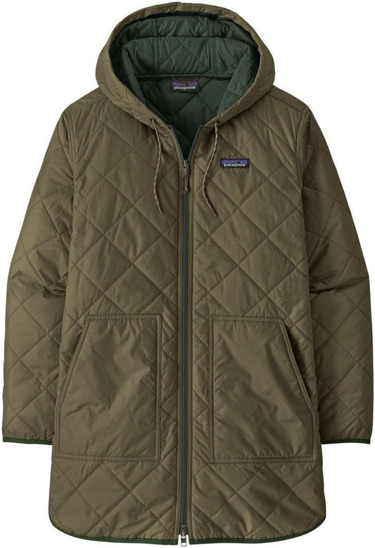 Diamond Quilted Parka - Womens - basin green 1