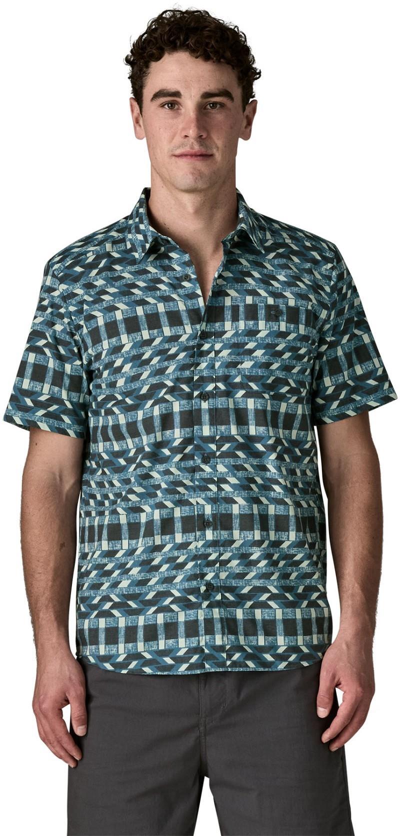 Go To SS Shirt - Mens - climbing stripe / still blue 1