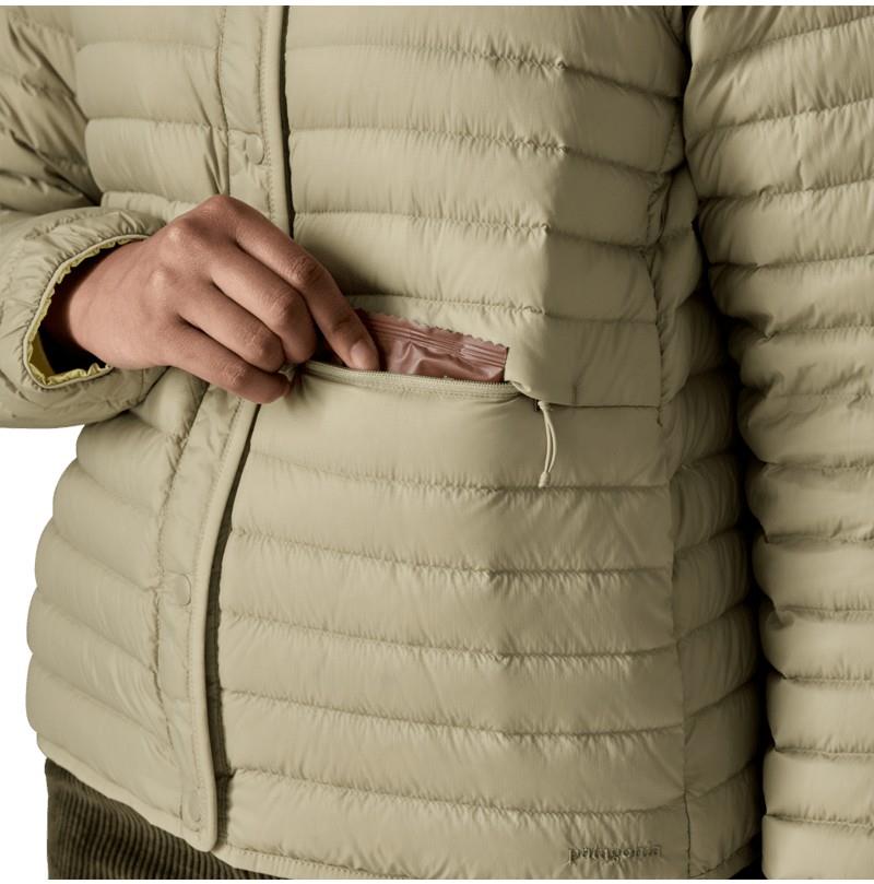Lightweight Reversible Down Sweater Cardigan - Womens - weathered stone 1