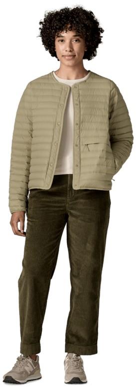 Lightweight Reversible Down Sweater Cardigan - Womens - weathered stone 1