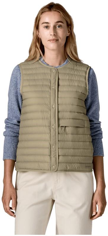 Lightweight Reversible Down Sweater Vest - Womens - weathered stone 1