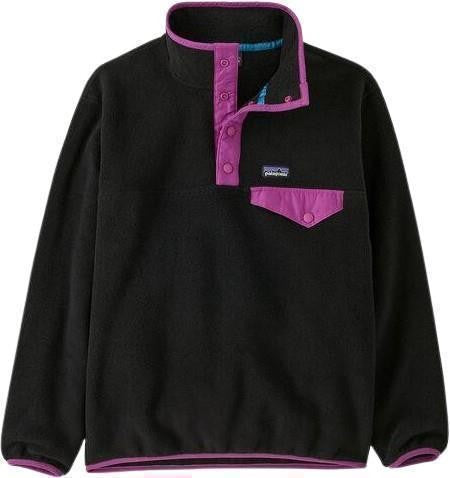 Lightweight Synchilla Snap-T Pullover - Kids - black w/amaranth pink 1