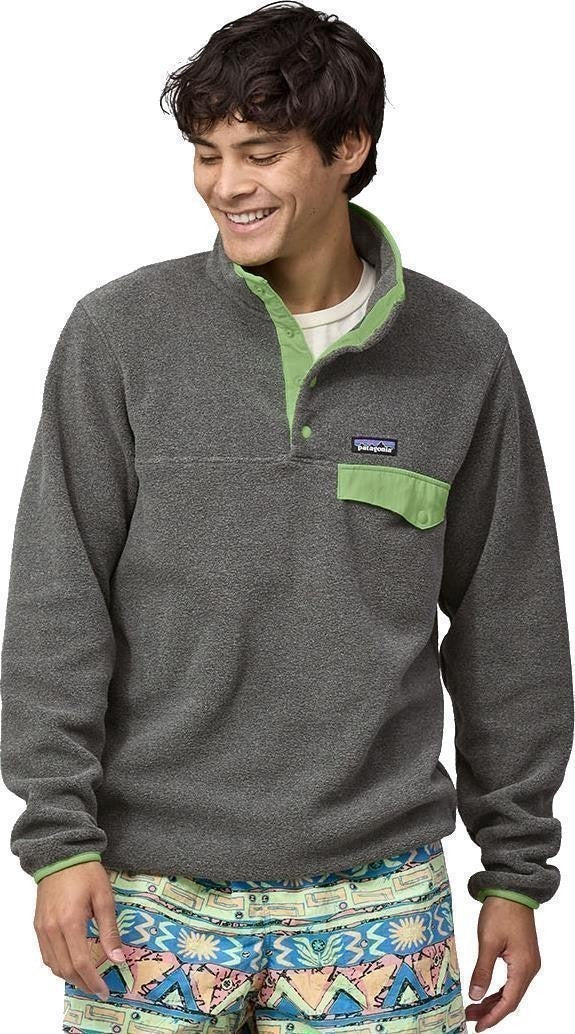 Lightweight Synchilla Snap-T Pullover - Mens - nickel w/salamander green 1