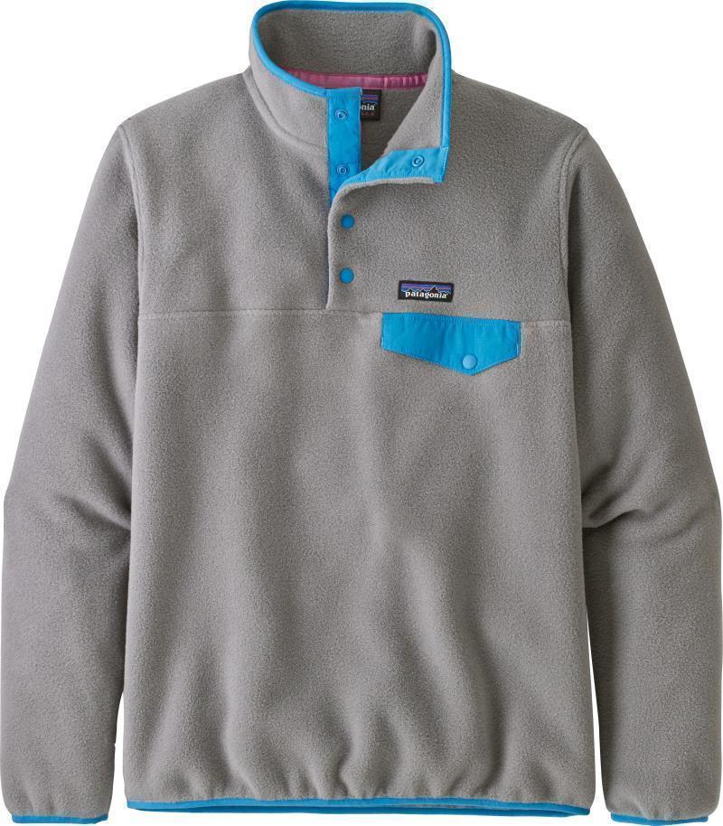 Lightweight Synchilla Snap-T Pullover - Womens - feather grey w/joya blue 1