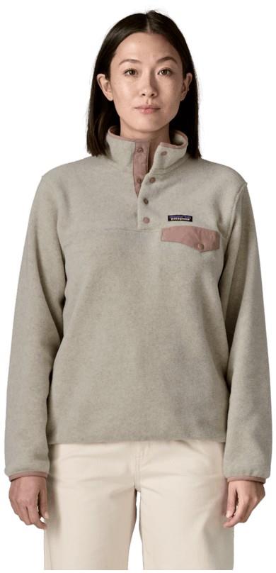 Lightweight Synchilla Snap Tee Pullover - Womens - oatmeal heather w/moonrise taupe 1