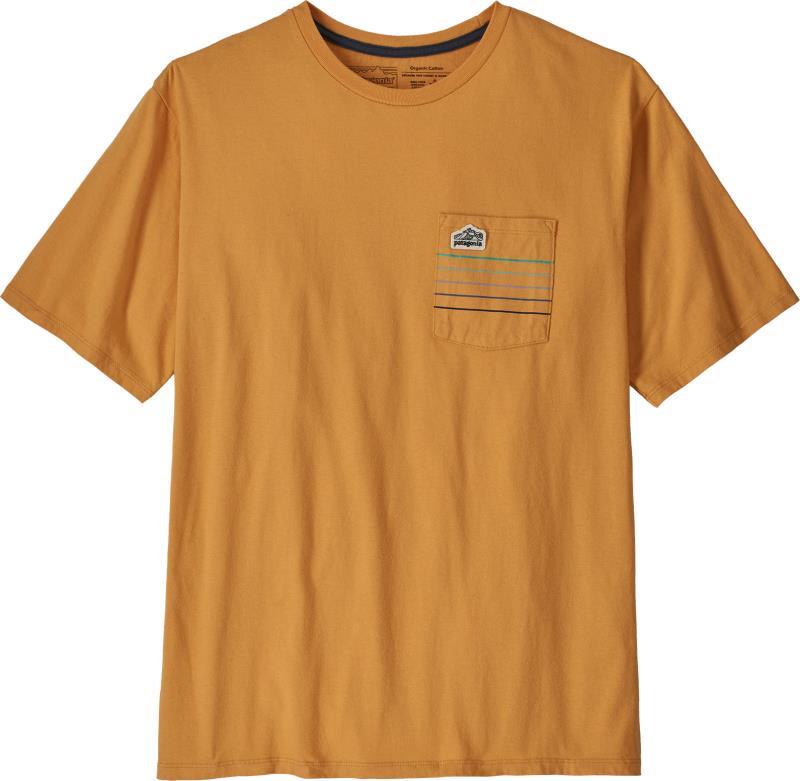 Line Logo Ridge Stripe Organic Pocket T-Shirt - Mens - dried mango 1