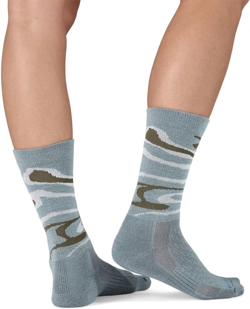 Merino Wool Blend Crew Socks - swirling earth / thermal blue 1