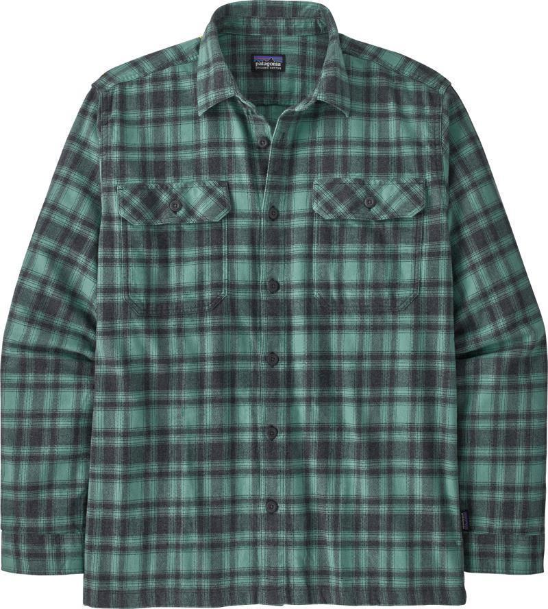 Organic Cotton Midweight Fjord Flannel LS Shirt - Mens - Connected Lines / Fresh Teal 1