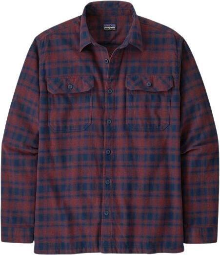 Organic Cotton Midweight Fjord Flannel LS Shirt - Mens - Connected Lines / Sequoia Red 1