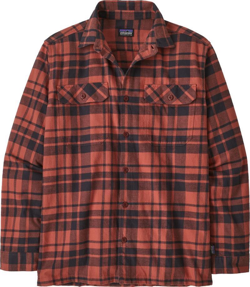 Organic Cotton Midweight Fjord Flannel LS Shirt - Mens - Ice Caps / Burl Red 1