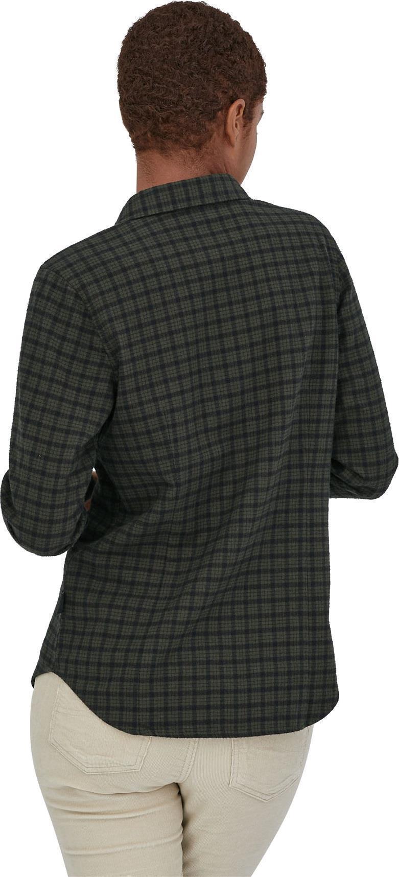 Organic Cotton Midweight Fjord Flannel LS Shirt - Womens - Coastal / Northern Green 3