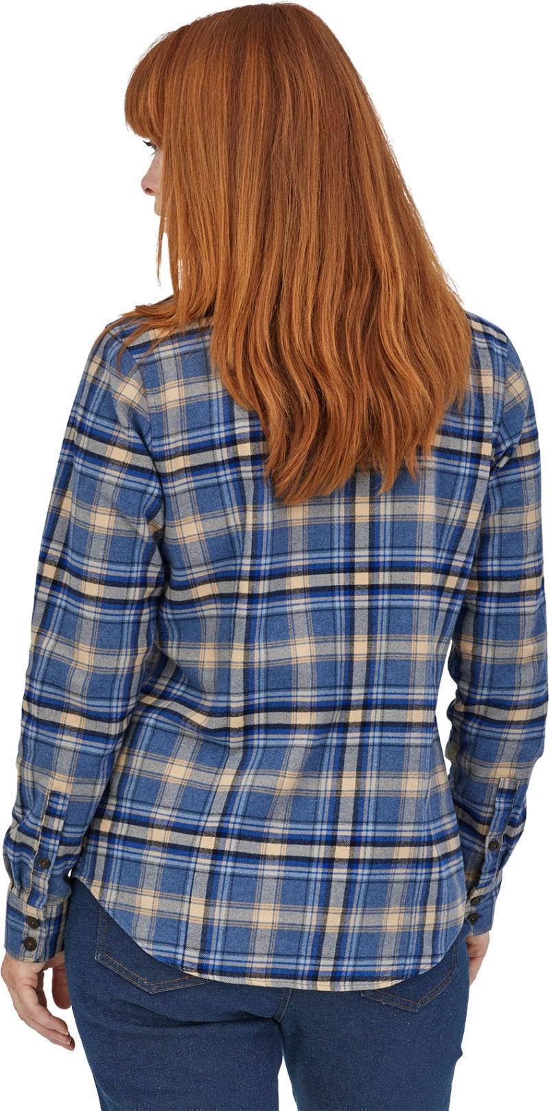 Organic Cotton Midweight Fjord Flannel LS Shirt - Womens - Ice Fjord / Dolomite Blue 3