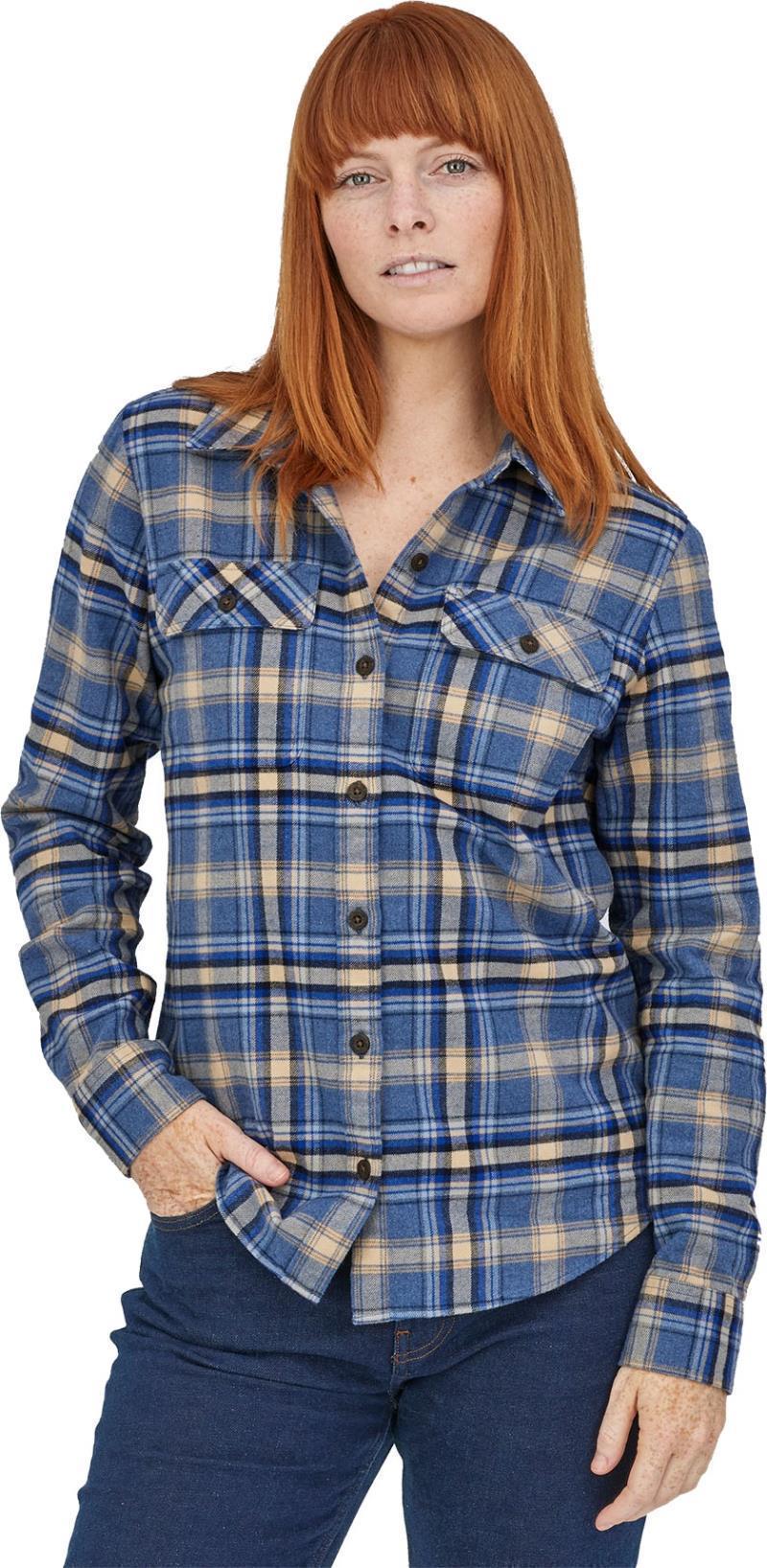 Organic Cotton Midweight Fjord Flannel LS Shirt - Womens - Ice Fjord / Dolomite Blue 2