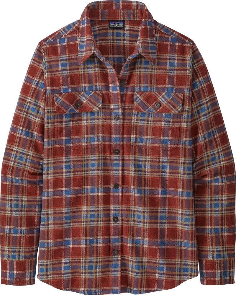 Organic Cotton Midweight Fjord Flannel LS Shirt - Womens - Ice Fjord / Fox Red 1