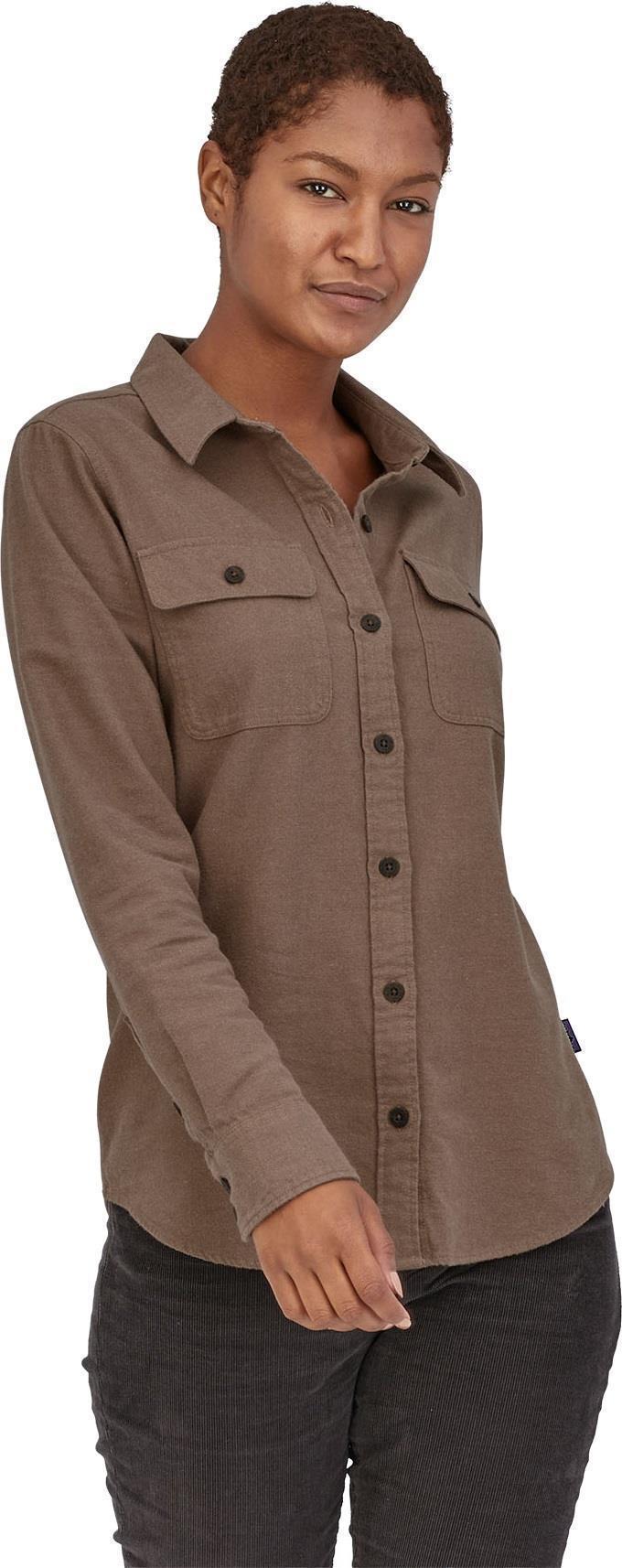 Organic Cotton Midweight Fjord Flannel LS Shirt - Womens - Jaspe Twist / Dusky Brown 2