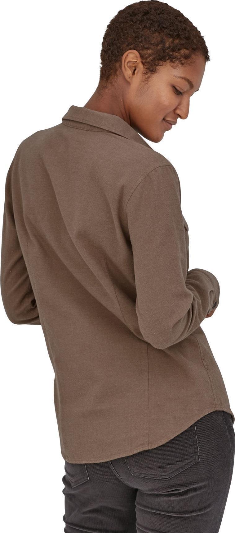 Organic Cotton Midweight Fjord Flannel LS Shirt - Womens - Jaspe Twist / Dusky Brown 3