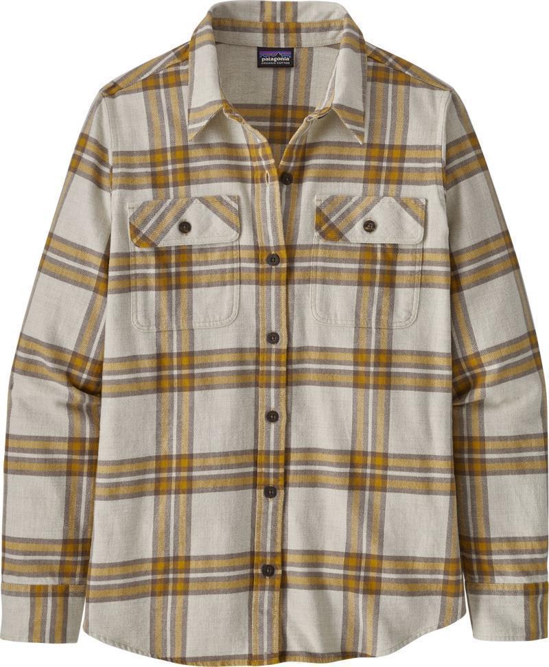 Organic Cotton Midweight Fjord Flannel LS Shirt - Womens - Tundra / Birch White 1
