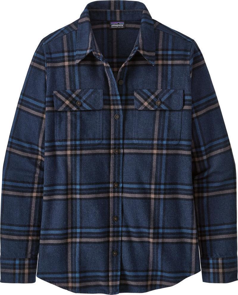 Organic Cotton Midweight Fjord Flannel LS Shirt - Womens - Tundra / New Navy 1