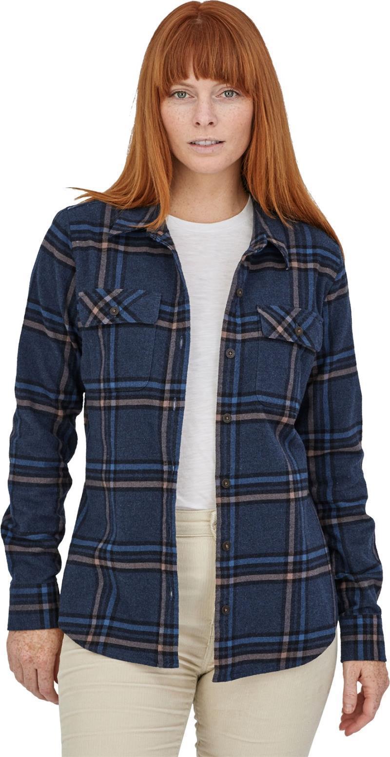 Organic Cotton Midweight Fjord Flannel LS Shirt - Womens - Tundra / New Navy 2