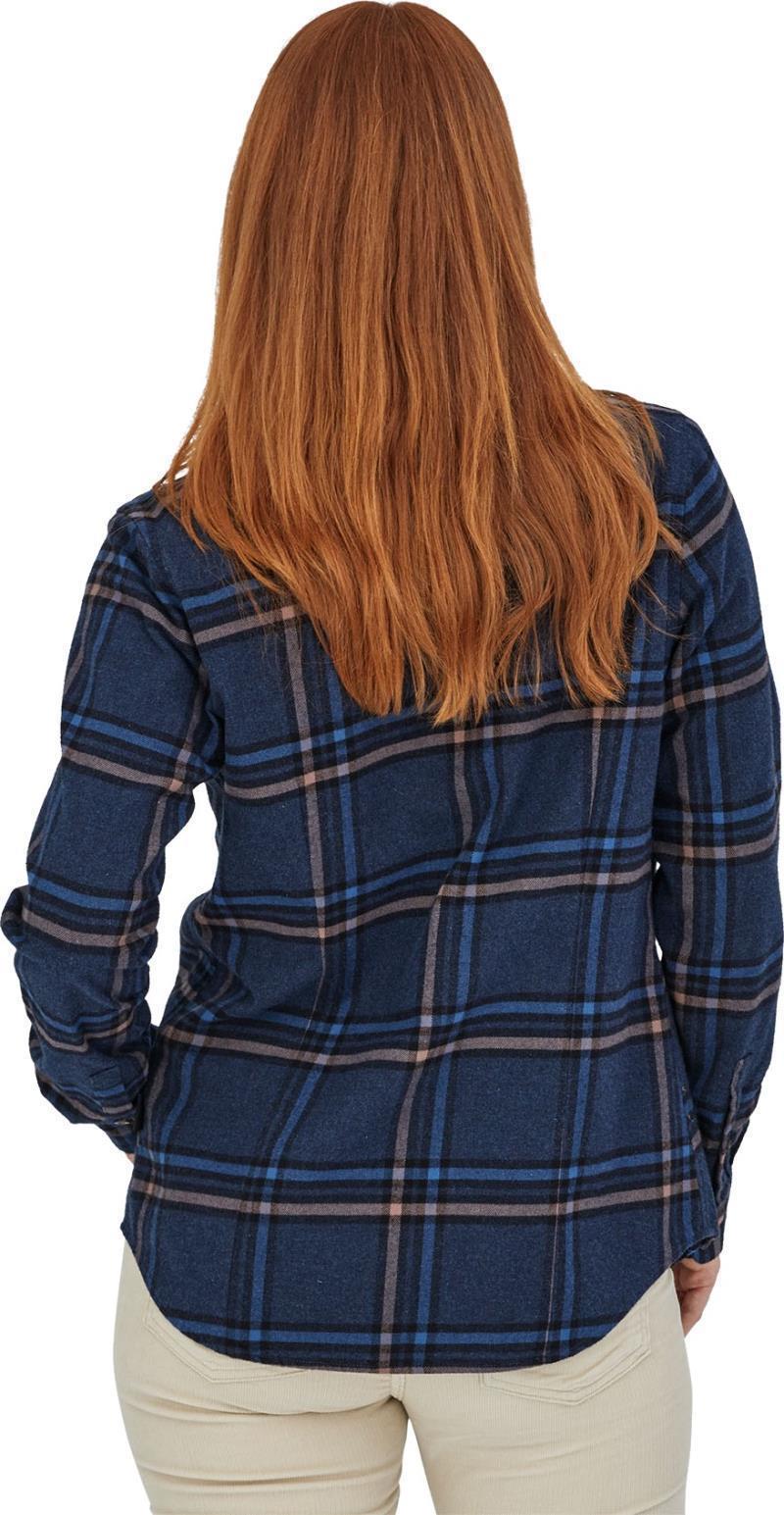 Organic Cotton Midweight Fjord Flannel LS Shirt - Womens - Tundra / New Navy 3