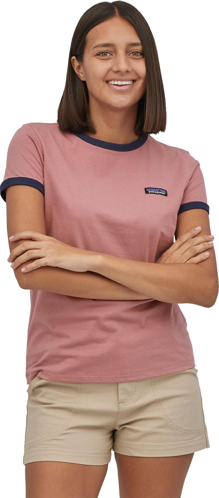 P-6 Label Organic Ringer Tee - Womens - light star pink 1