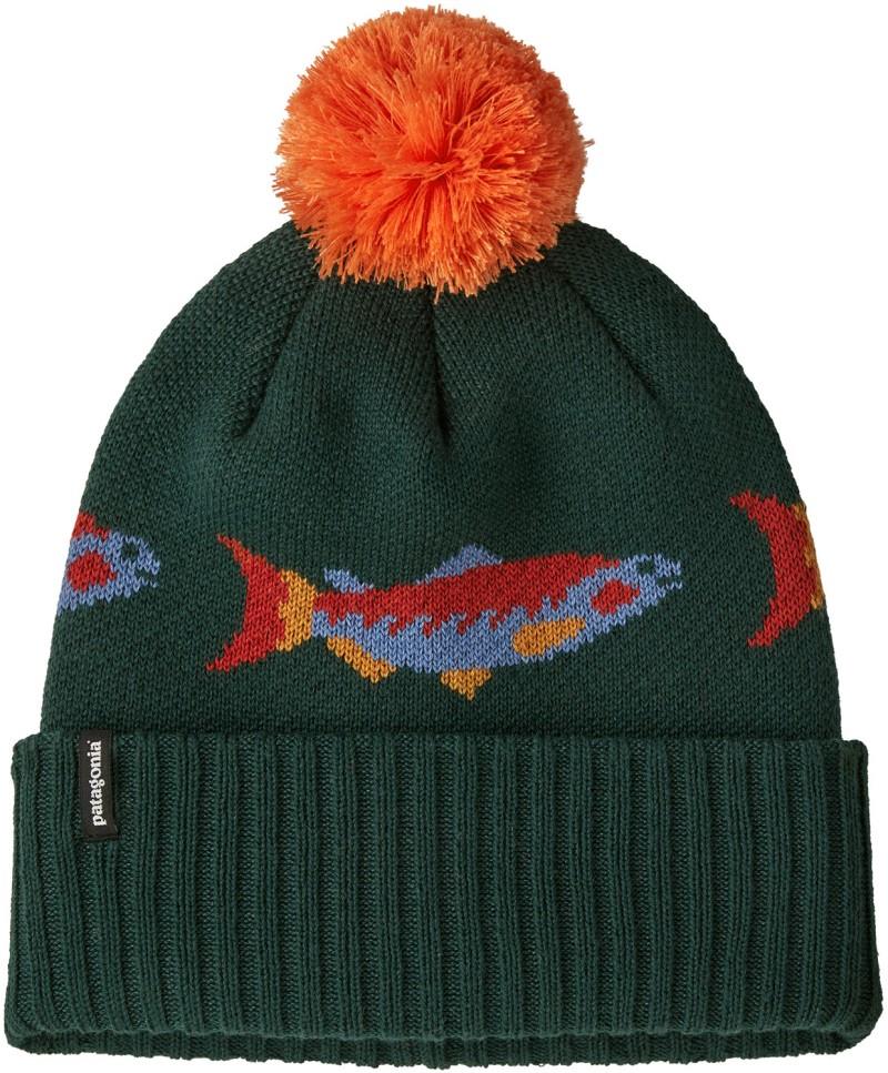 Powder Town Beanie - salmon energy stripe / old growth green 1