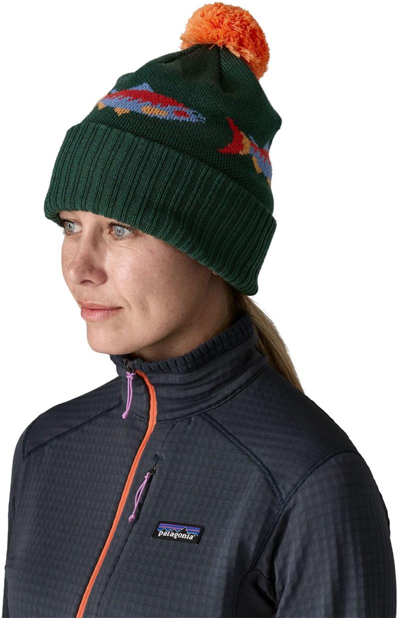 Powder Town Beanie - salmon energy stripe / old growth green 1
