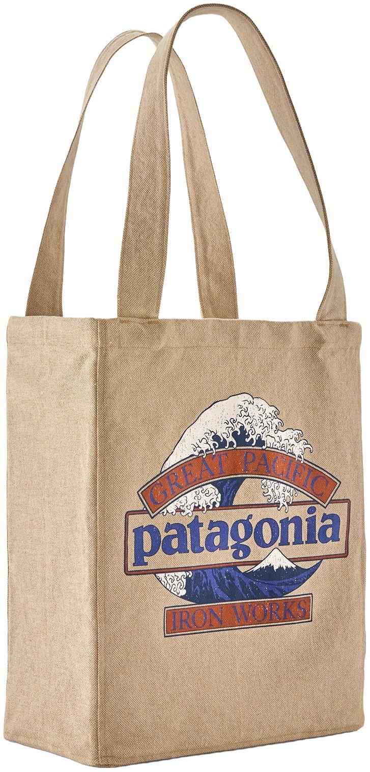 Recycled Market Tote - great waves w/eddy blue / classic tan 1