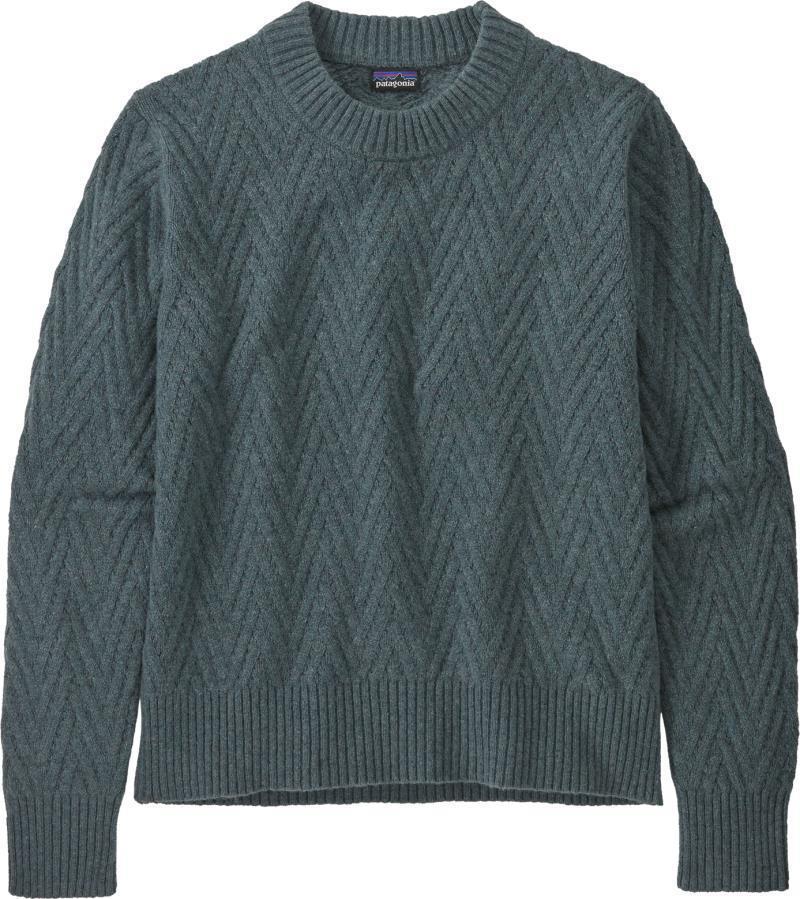 Recycled Wool-Blend Crewneck Sweater - Womens - Chevron Cable / Nouveau Green 1