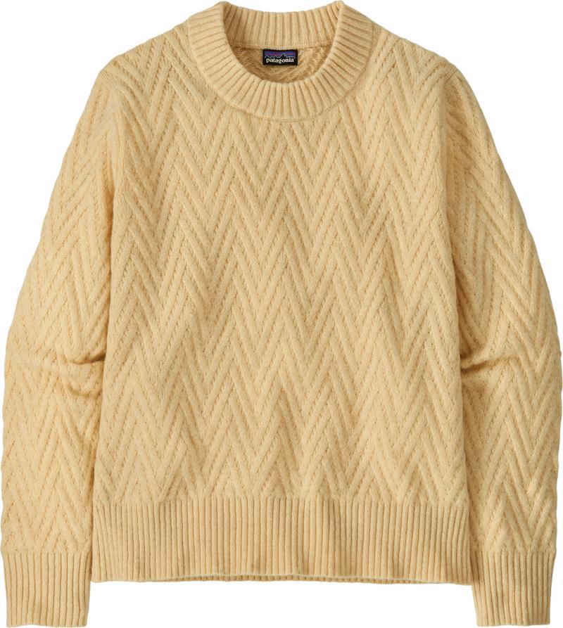 Recycled Wool-Blend Crewneck Sweater - Womens - chevron cable / natural 1