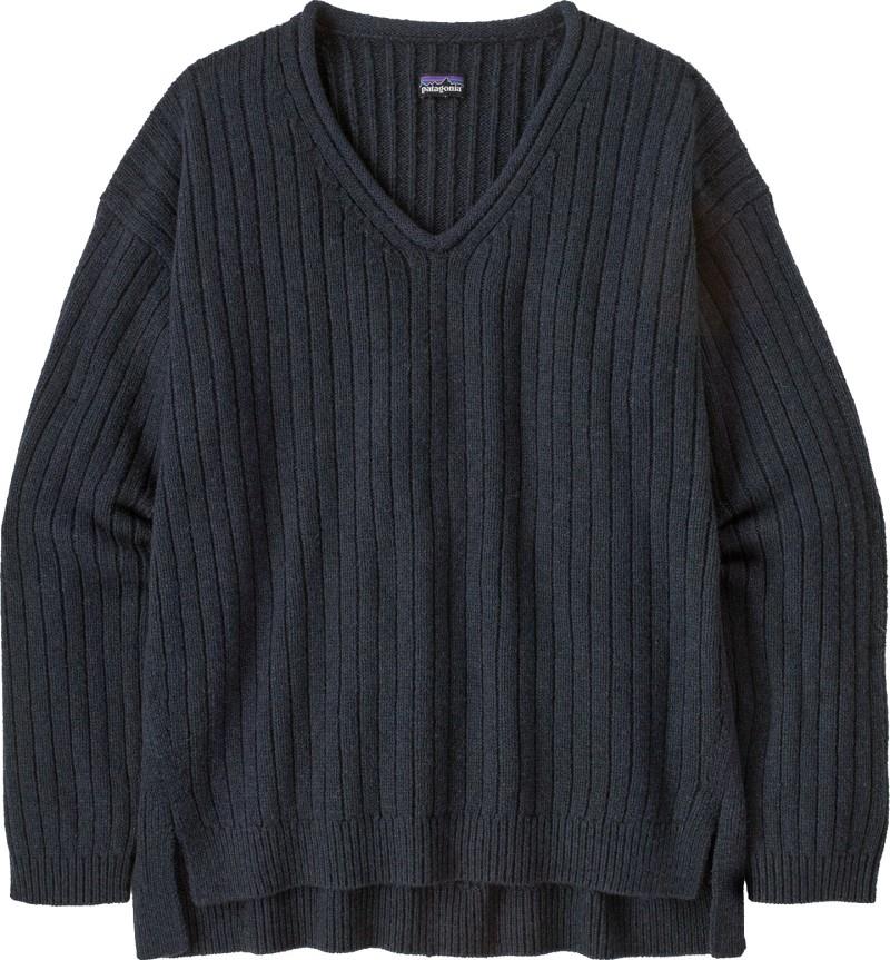 Recycled Wool V-Neck Sweater - Womens - sunken blue 1