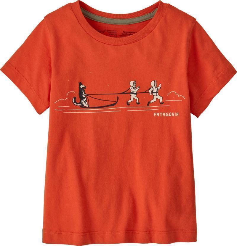 Regenerative Organic Certified Cotton Graphic T-Shirt - Baby - Dogsledding / Metric Orange 1