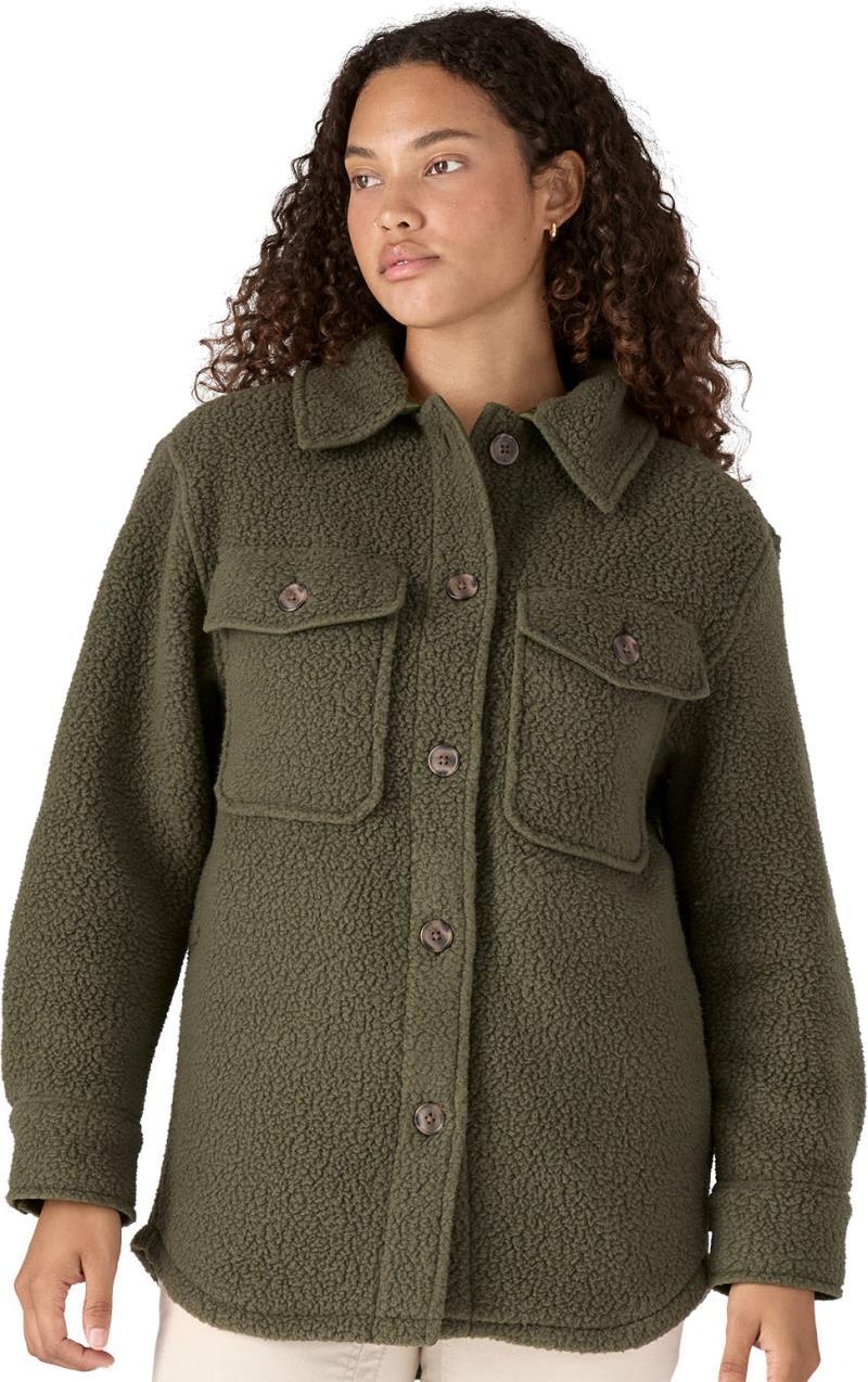 Retro Pile Shacket - Womens - pine needle green 1