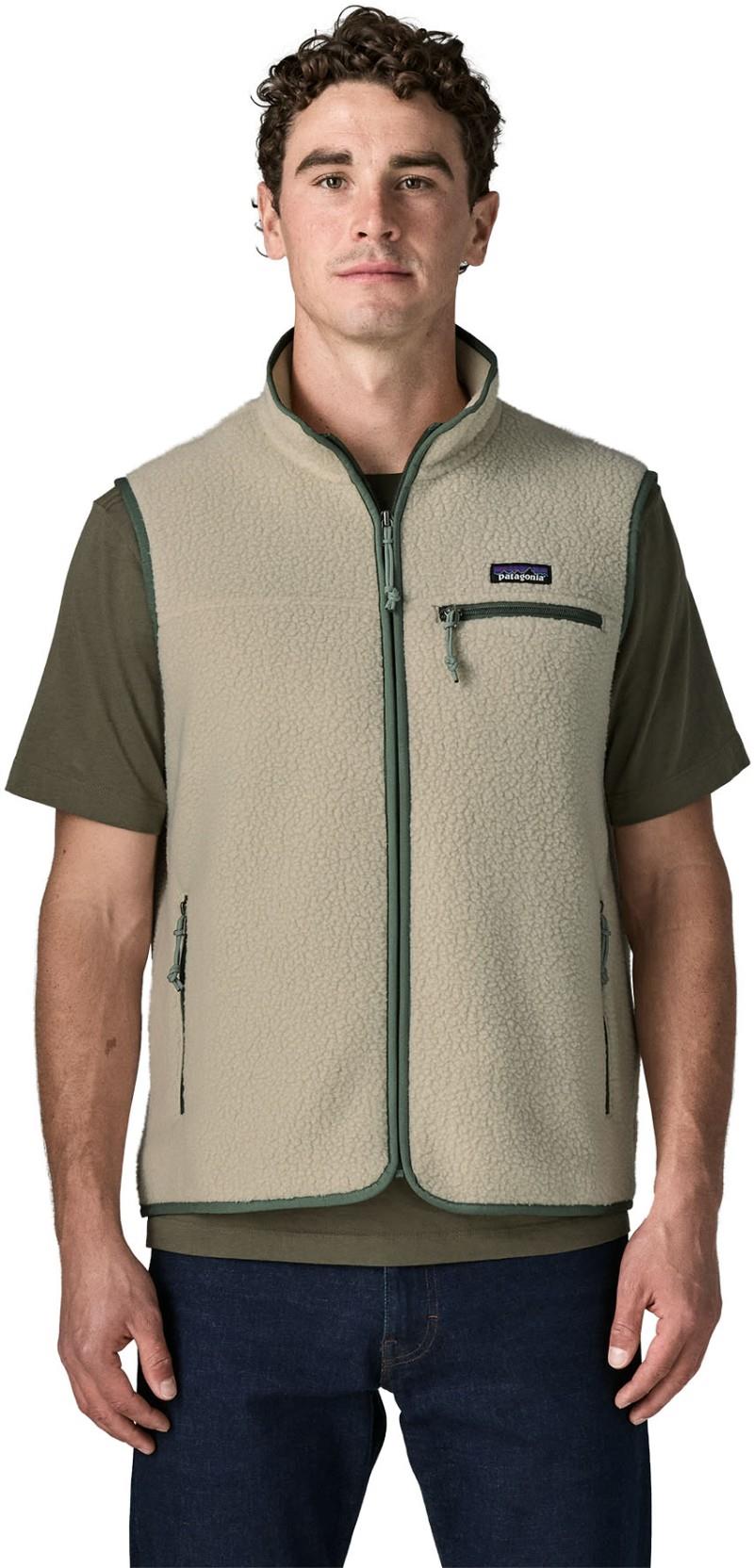 Retro Pile Vest - Mens - pelican w/canopy green 1