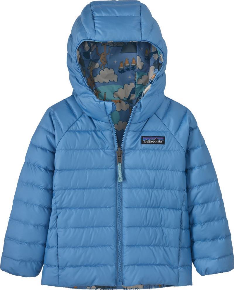 Reversible Down Sweater Hoody - Baby - andean song / blue bird 1