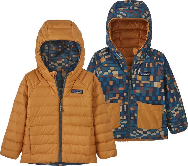 Reversible Down Sweater Hoody - Baby - fitz roy patchwork / ink black 1