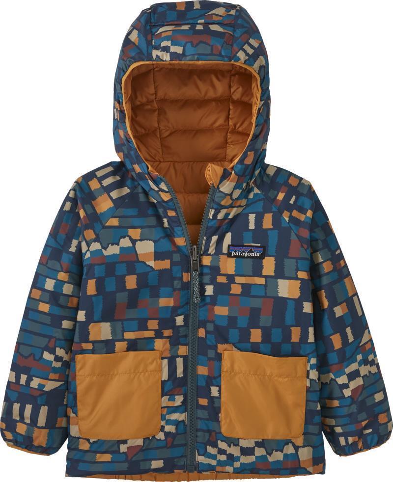 Reversible Down Sweater Hoody - Baby - fitz roy patchwork / ink black 1
