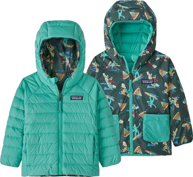 Reversible Down Sweater Hoody - Baby - mr. badger / pinyon green 1