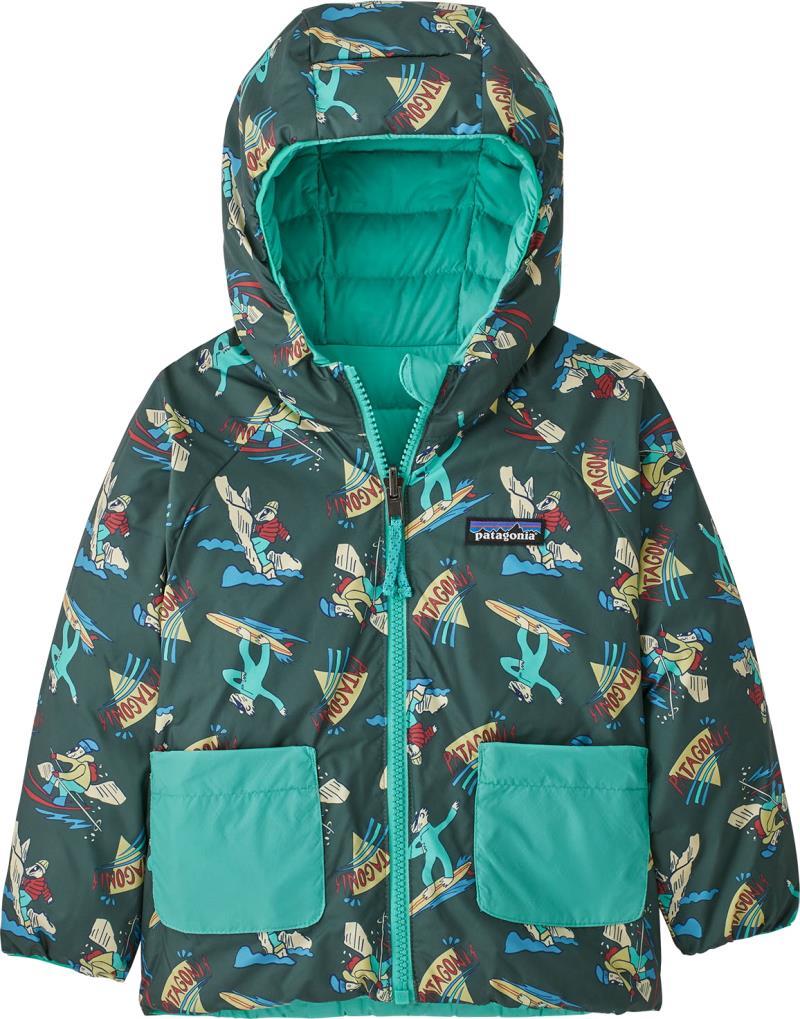 Reversible Down Sweater Hoody - Baby - mr. badger / pinyon green 1