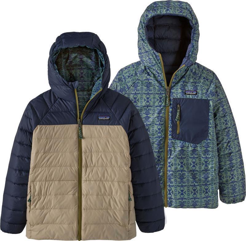 Reversible Down Sweater Hoody - Kids - treeline / new navy 1