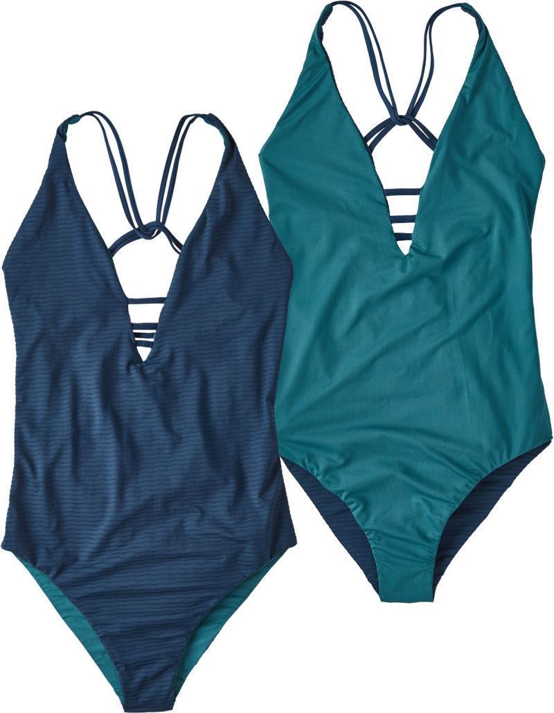 Reversible Extended Break 1pc Swimsuit - Womens - ripple / tidepool blue 1