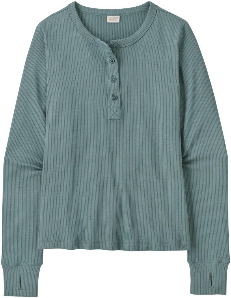 Rib Knit LS Henley - Womens - blue sage 1