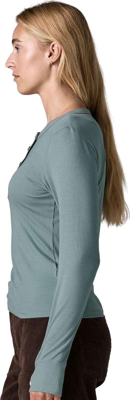 Rib Knit LS Henley - Womens - blue sage 1